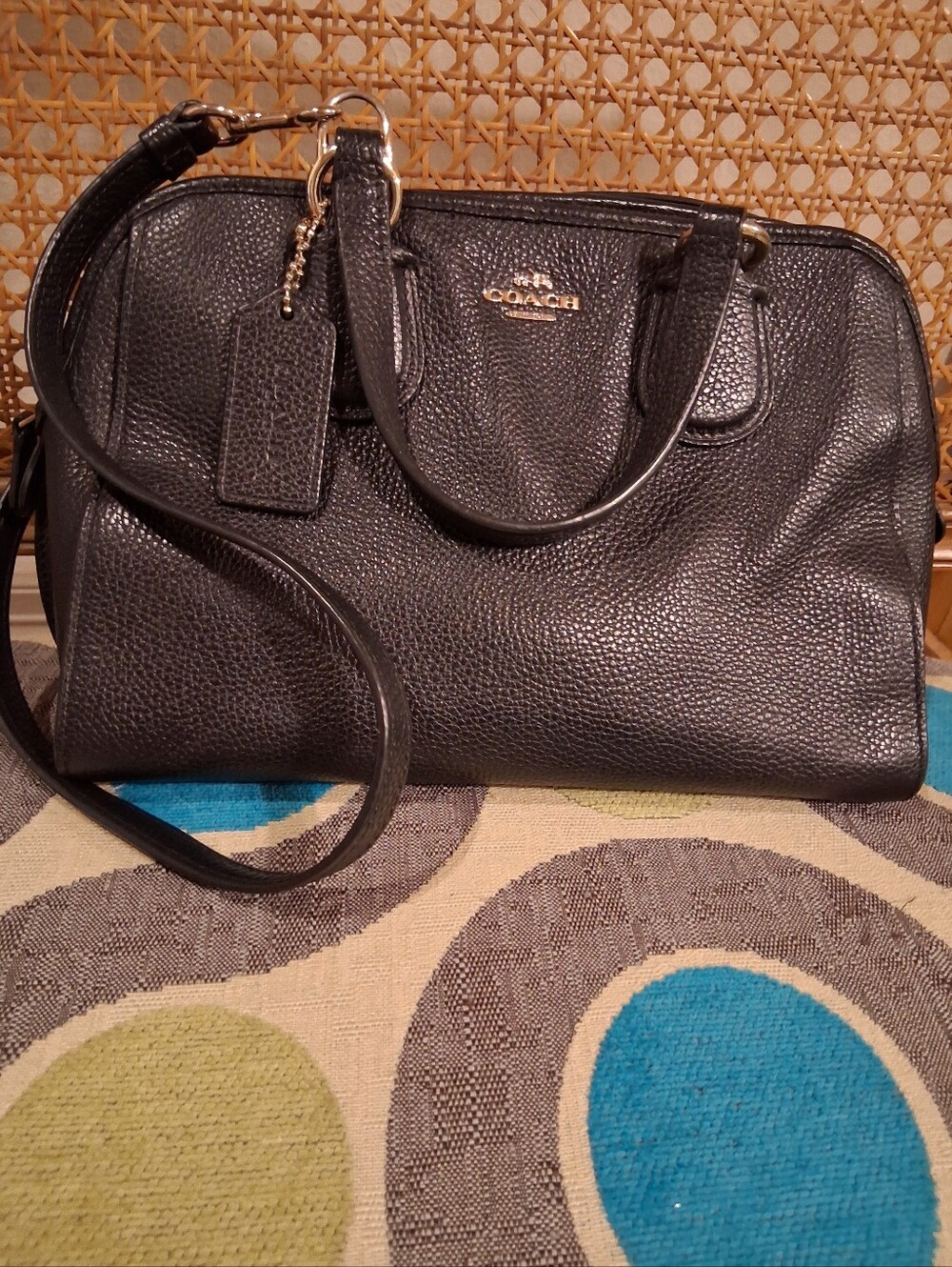 Coach Mini Nolita Satchel Black Pebbled Leather Crossbody Bag Gold Hardware